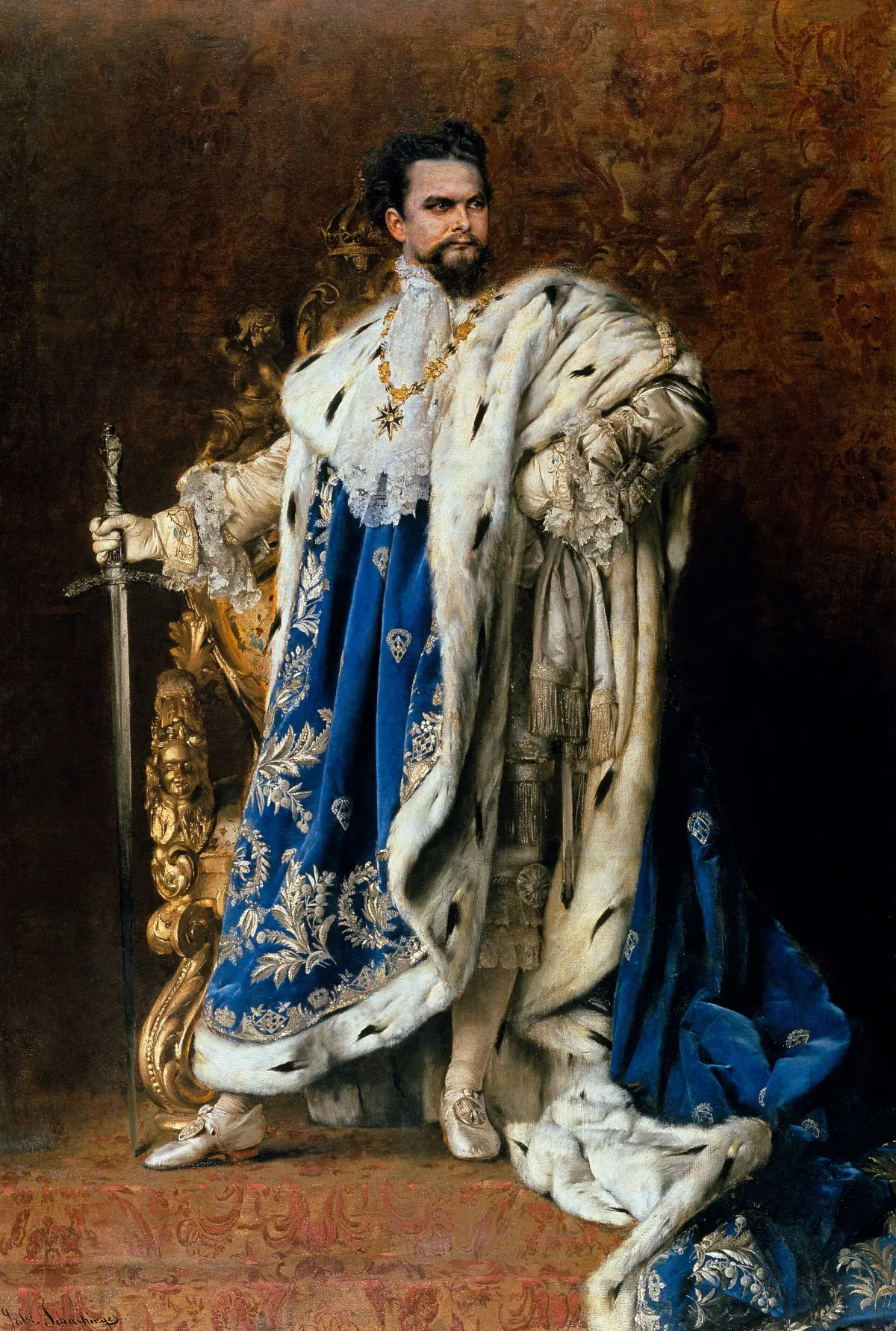 Portrait of King Ludwig II of Bavaria in coronation robes