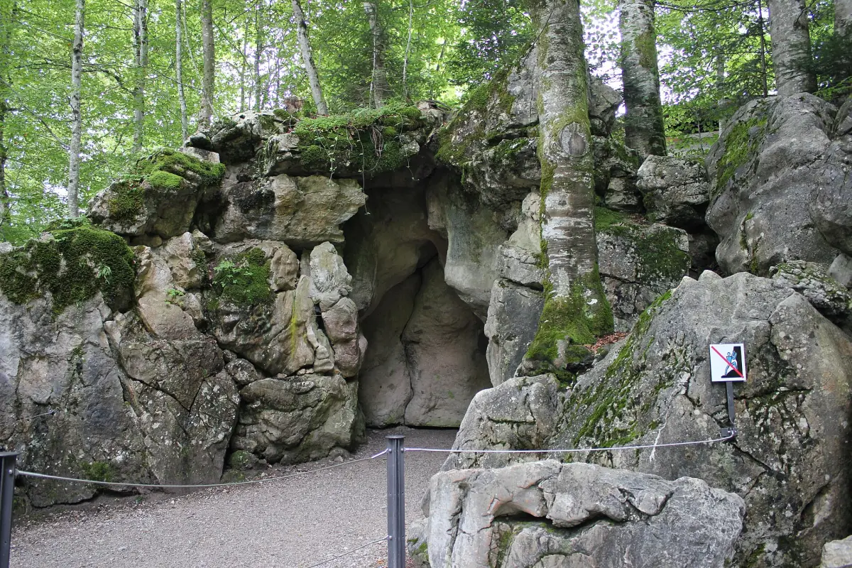 The rocky entrance to the Venus Grotto at Linderhof
